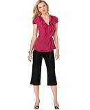 Apparel : T Tahari Ruffled Cap-Sleeve Belted Top & Cuffed Capri Pants