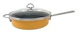 Chantal Enamel-On-Steel 11 Inch Non-stick Saute Pan with Tempered Glass Lid, Glossy Curry Yellow