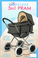 Childrens Toyshop  Toys : 3 In 1 Pram Deluxe