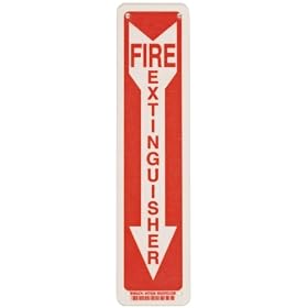 Brady 47039 14" Height, 3-1/2" Width, B-120 Premium Fiberglass, Red On White Color Fire Sign, Legend "Fire Extinguisher (With Picto)"