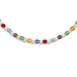 13 + 2 Inch Extension Multicolor Glass and Cultured Freshwater Pearl Necklace