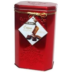 Loc Maria Crepes Enrobed with Belgian Chocolate Red Holiday Tin