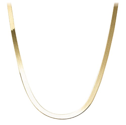 14k Yellow Gold 4mm Italian SuperFlex Herringbone Chain Necklace, 16