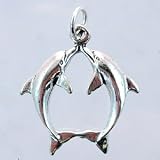 Sterling Silver Double Dolphin Charm or Pendant, #11431