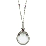 1928 Pewter-tone Blue and Dark Purple Crystal Magnifying Glass 30 Inch Necklace