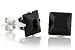 Black Princess Cut Cubic Zirconia CZ Silver Stud Earrings