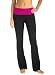 Flared leg, fold over waistband yoga pants, Small (0-4) - 31 inch inseam (regular), Berry waistband / black pant