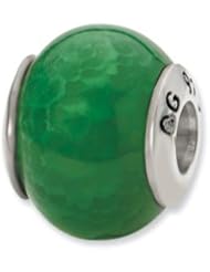 Sterling Silver Green Cracked Agate Stone Charm
