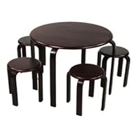 Lipper International 559E Child's Round Table and 4 Stools Set, Espresso