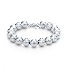 T-co Bead bracelet& Studs - Bracelet en perles argent�es magnifiques de 8 mm - Longueur de 19 cm - 925 argent plaqu� - tiffany style