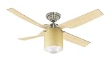 Hunter 21184 West End One-Light 52-Inch Four-Blade Ceiling Fan, Brushed Nickel with Clear Globe
