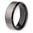 Black Plated Beveled Edge Brushed Titanium Ring (8.0 mm) - Sizes 7-13