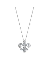 14k White Gold 0.49 Ctw Fleur De Lis Diamond Necklace
