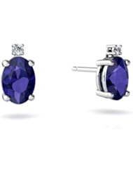Created Sapphire 14kt White Gold Stud Earrings