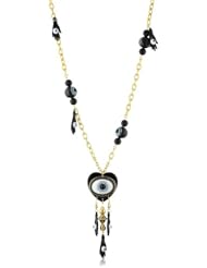Tarina Tarantino "All Eyes on You" Heart and Eye Lucite Beads Chain Necklace with Swarovski Crystals Pave