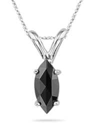 0.34 Cts Black Diamond Solitaire Pendant in 14K White Gold