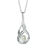 Ze Sterling Silver Caged Green Fluorite Bead Pendant. 22"