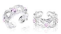 Adjustable Round Cut Pink Cz Toe/Pinky Ring Sterling Silver