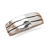 3 Row Oxidized Line Wavy Top Men's Ring
