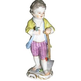 Meissen hand painted Garden Children Sculpture entitled Boy with Spade by Meissen