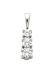 14K White Gold Three-Stone Diamond Pendant - 0.80 Ct. Total Weight -- LIFETIME WARRANTY