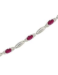 14kt Yellow Gold Oval Ruby and Diamond Bracelet