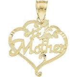 14K Yellow Gold #1 Mother Heart Pendant