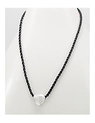 Heart Japanese silk cord CZ Necklace In 92.5 Sterling Silver