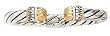 925 Silver Square Twisted Cuff Bracelet with 14k Gold Accents