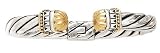925 Silver Square Twisted Cuff Bracelet with 14k Gold Accents
