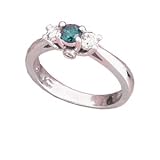 14K Blue & White Diamond Prong & Bezel Set Ring