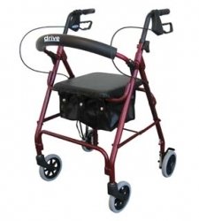 Drive Medical 4-Wheel Rollator - Red