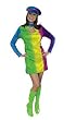 60s Costume Rainbow Keyhole Dress with Boot Tops and Hat