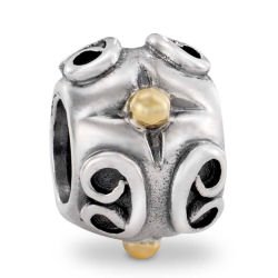 Buy Authentic Pandora Jewelry Silver with 14k Yellow Gold Victorian Design with Gold Ball Charm