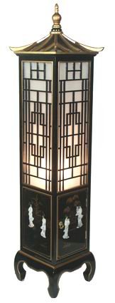 Fine Asian Furniture & Décor - 6ft. Ming Chinese Pagoda Floor Lamp w/ Black Lacquer & Gold Leaf
