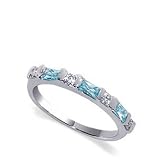 .925 Sterling Silver Aquamarine Cubic Zirconia Ring