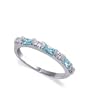 Nickel Free Sterling Silver Square Shaped Aquamarine Cubic Zirconia and Clear Cubic Zirconia Polished Finished Ring Size 7