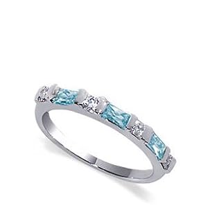Buy .925 Sterling Silver Aquamarine Cubic Zirconia Ring by Gem Avenue