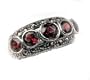 Sterling Silver 5 Stone Garnet Marcasite Ring(Sizes 6,7,8,9)