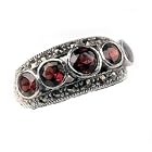 Sterling Silver 5 Stone Garnet Marcasite Ring (Size 6,7,8,9) by Silver Insanity