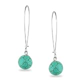 Sterling Silver Round Shape Turquoise Gemstone Dangle Earring