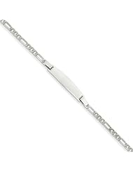 14k White Gold 7in Solid Polished Figaro Link ID Bracelet. Metal Wt- 4.11g