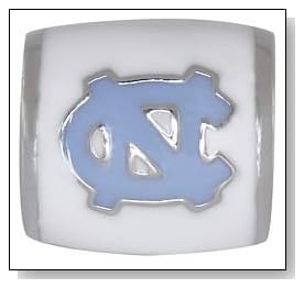 University of NORTH CAROLINA UNC Tar Heels Logo White 925 Silver European College Charm Bead