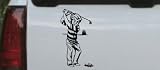 Golf Swing Sports Car Window Wall Laptop Decal Sticker -- Black 12in X 6.9in