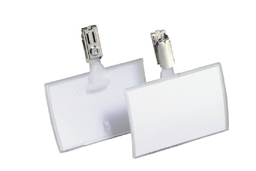 Durable 821619 Namensschild Click Fold, 54 x 90 mm mit Clip, transparent, Packung � 25 St�ck