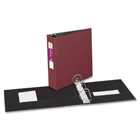 Durable Round Ring Reference Binder for 11 x 8-1/2 Sheets, 3 Capacity, Burgundy (AVEH31125BY)