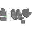 A Set of 2 Universal Fit High Back Scottsdale Pattern Front Bucket Seat Cover, A Set of 4 Universal Fit Plush Carpet Floor Mats for Cars and One Universal Fit Scottsdale Rear / Bench Seat Cover - Silver