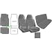 A Set of 2 Universal Fit High Back Scottsdale Pattern Front Bucket Seat Cover, A Set of 4 Universal Fit Plush Carpet Floor Mats for Cars and One Universal Fit Scottsdale Rear / Bench Seat Cover - Silver