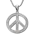 14kt White Gold Peace Sign Diamond Pendant Necklace