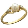 14Kt Yellow Gold Pearl Diamond Ring